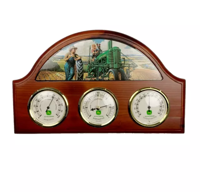 Vintage John Deere Wall Hanging Weather Station Barometer Humidity Thermometer