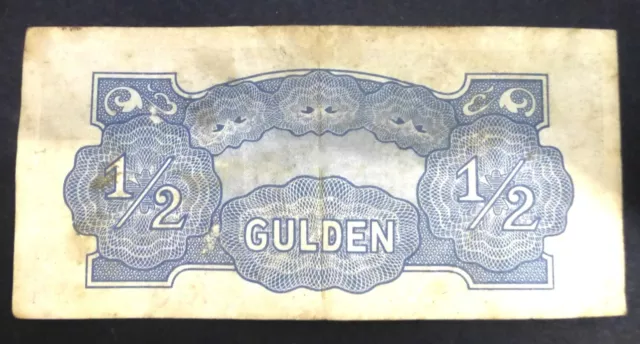 WW2 JIM -Japanese Invasion Money - Netherlands East Indies Half Gulden 1942 Note 2