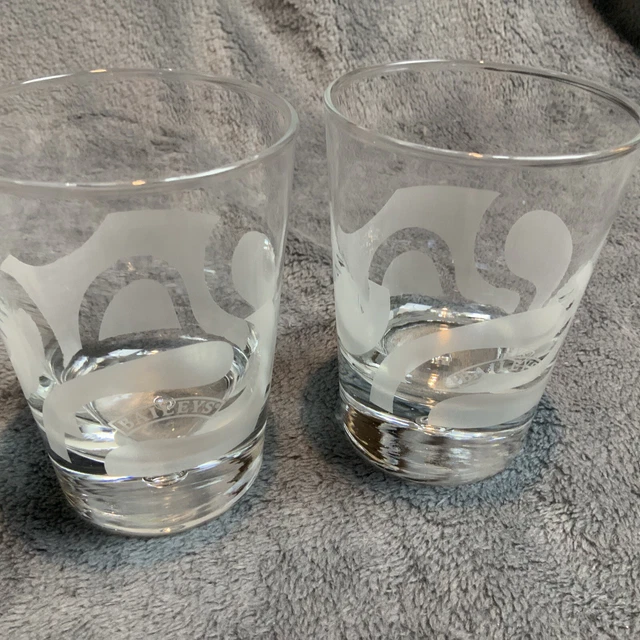 Baileys Irish Cream Etched Rocks Glasses Sniftner Tumbler Cocktail Bubble TWO