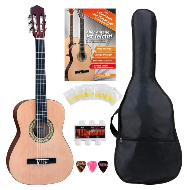Set Classic Cantabile As-861 Konzert Akustik Gitarre 3/4 Gigbag Saiten Plektren