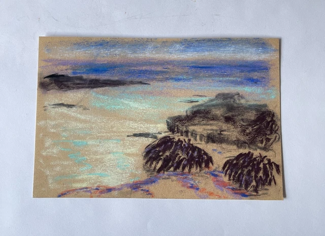 Pastel Landscape Of Bretagne 80'S Sea Travel Provinces Of France