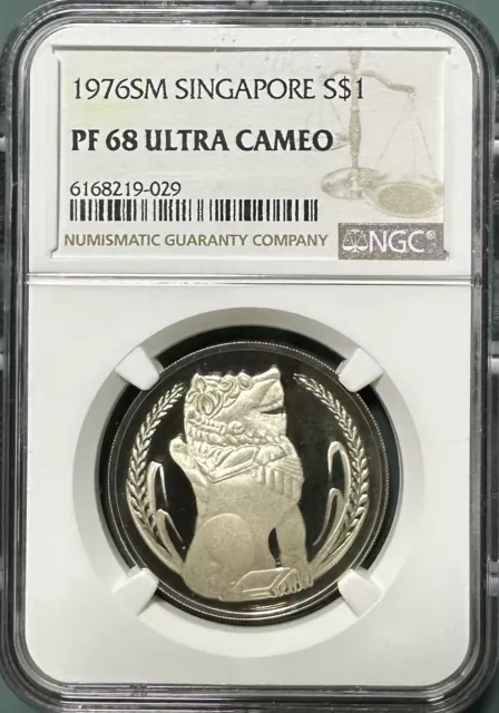 1976 Singapore Merlion Proof $1 NGC PF68 UC