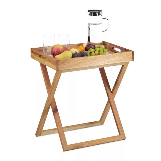 Tavolino con vassoio removibile in legno, pieghevole, tavolino caffè, colazione