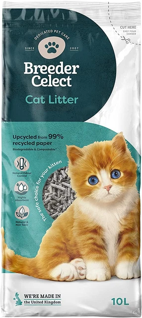 Cama de papel reciclado Breeder Celect 99% arena para gatos 10 L