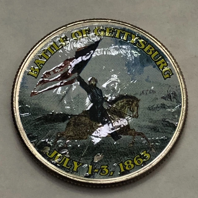Colorized Kennedy half dollar.CIVIL WAR. BATTLE OF GETTYSBURG. JULY 1-3 1863 #44