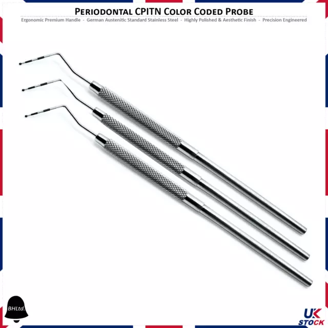 Dental Periodontal CPTIN-C WHO Probe Colour Coded Sickle Scaler Perio BPE