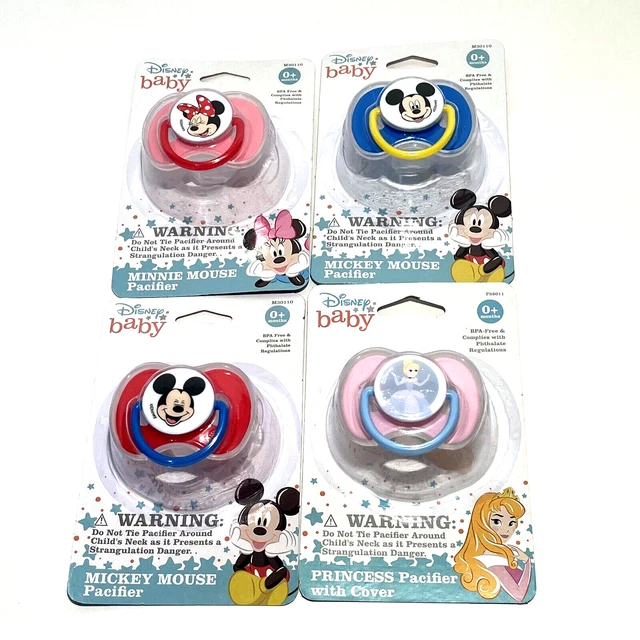 4x NEW Disney Baby Pacifiers 0+ Mo, BPA Free, w/Case, Mickey + Minnie + Princess