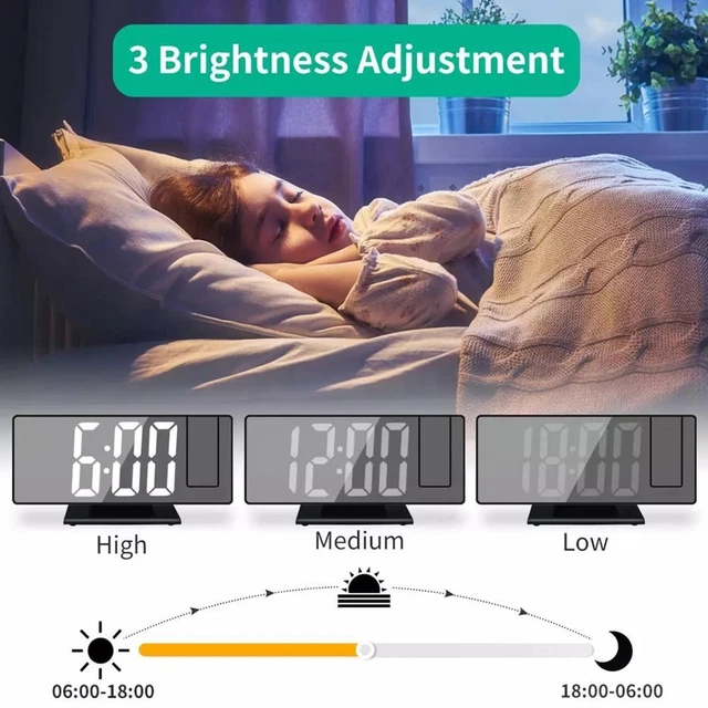 Nuova Sveglia Proiezione 3D LED Orologio Specchio Display Tavolo Desktop CloI9 O5L6