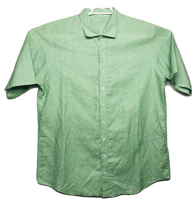 J Hilburn Bespoke Cotton Blend Short Sleeve Shirt Soft Green Size XXL