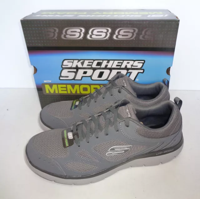 Skechers Mens Memory Foam Charcoal Lace Up Trainers Casual Shoes New UK Size 10