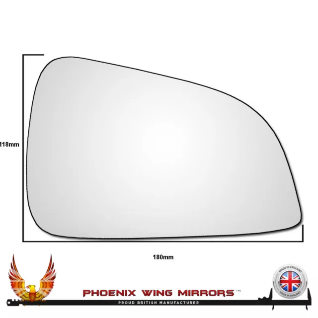 Right Hand Driver Side Vauxhall Astra H 2009-2011 Convex Wing Door Mirror Glass