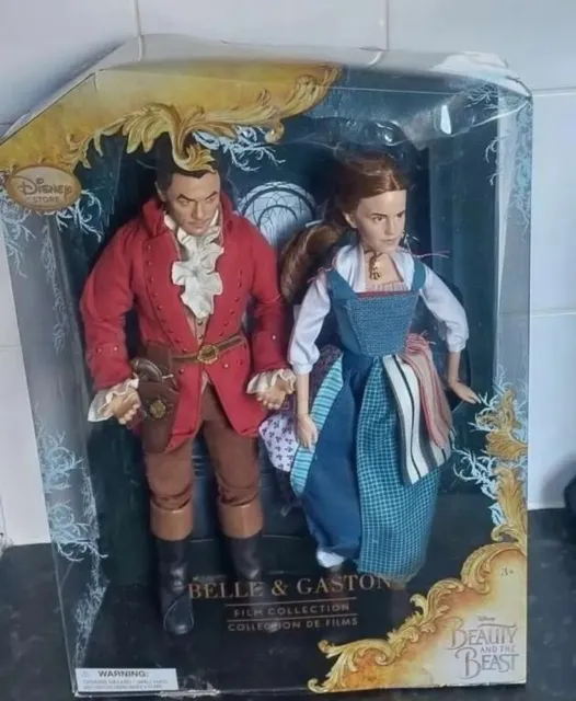 Disney Store Beauty & The Beast Belle & Gaston Doll Set Love Action Collectible