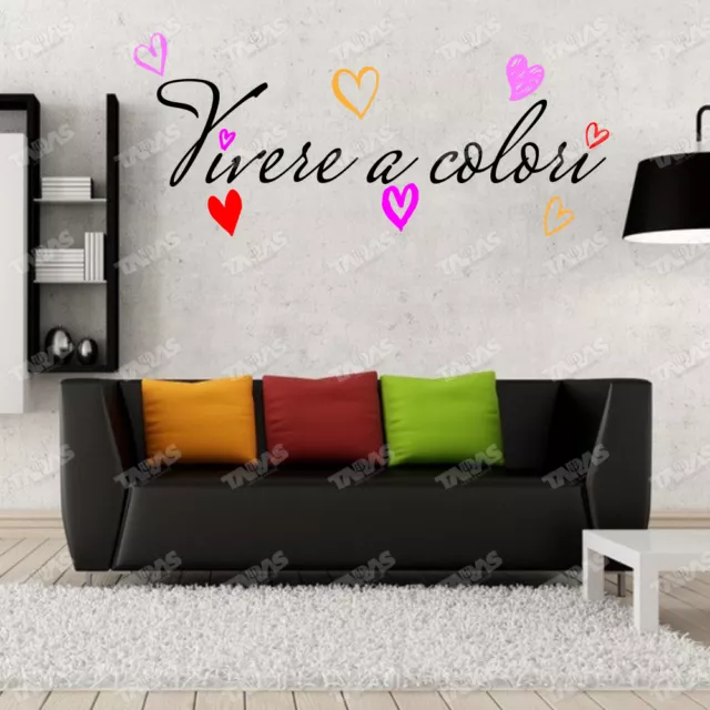 Adesivo Murale Frase VIVERE A COLORI Alessandra Amoroso Wall Sticker Tattoo