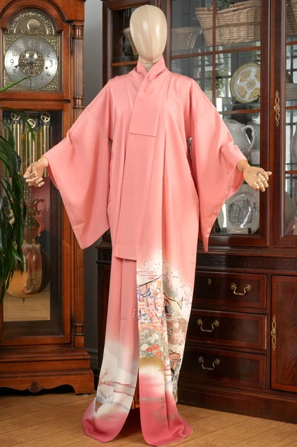 Dear Vanilla Japanese Silk Tomesode Kimono Women's Authentic Japan Made Vintage