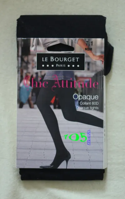 NEUF @@ COLLANT OPAQUE NOIR 60 DEN + LE BOURGET Chic Attitude + 1