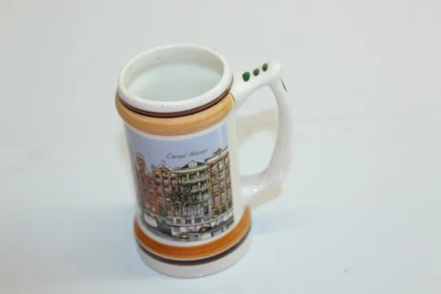 Stein Mini Beer Mug Porcelain With Canal Houses Stamped Holland
