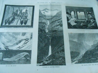 PYRENEES LAC DE Gaube Cascade Inferno Chasm Engraving Old Print 1873 £5 ...