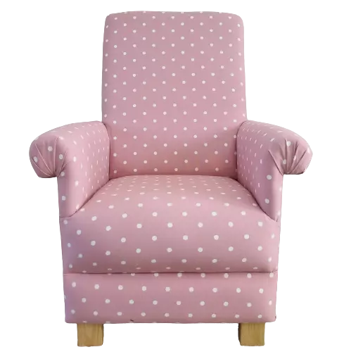 Clarke Pink Spot Dotty Polka Dot Fabric Adult Chair Armchair Bedroom Nursery New