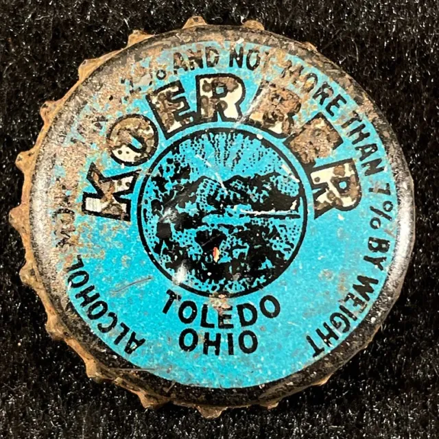 Koerber Ohio Tax Cork Lined Beer Bottle Cap Toledo, Ohio Vintage Crowns Antiques