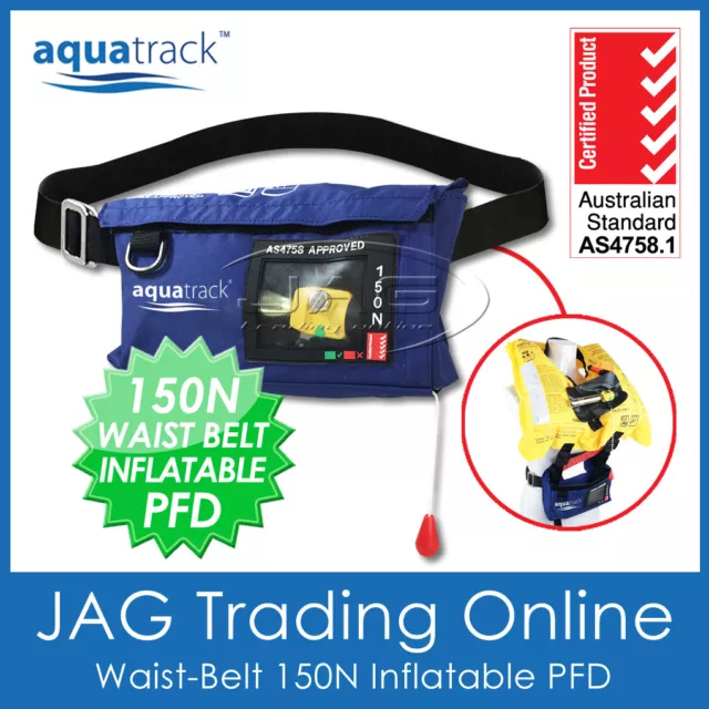 Aquatrack Inflatable Waist Belt Life Jacket - Adult Manual 150N Pfd - Navy Blue