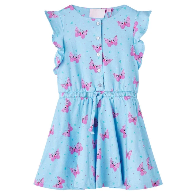 Abito da Bambina con Bottoni Senza Maniche con Stampa Farfalla Blu 92 vidaXL