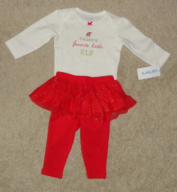 Carters Baby Girls Christmas Outfit Daddys Favorite Little Elf Size 6 Months New