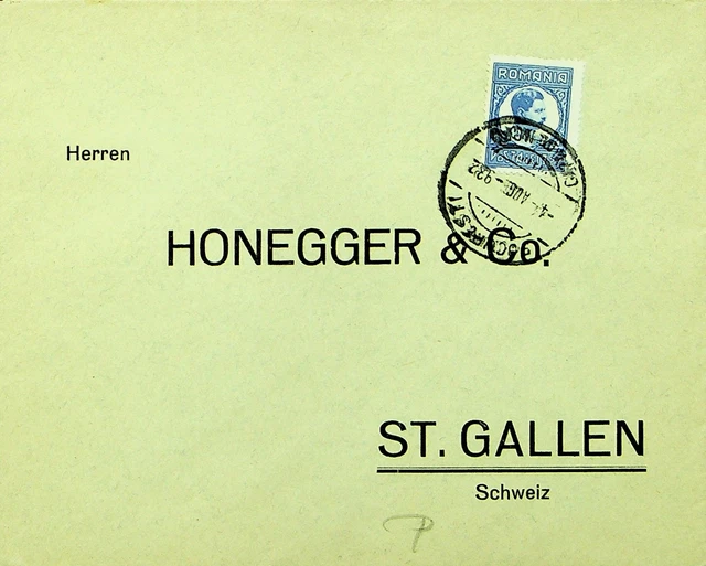 Romania 1932 7.50L On Cover From Bucuresti To St. Gallen Switzerland