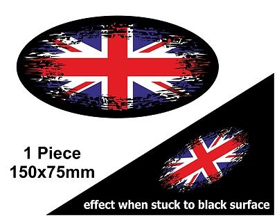 Ovale Fade A Nero Bandiera Regno Unito Union Jack UK Vinile Auto Moto Adesivo