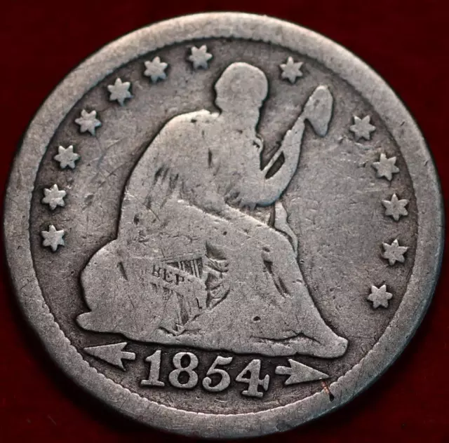 1854 Philadelphia Mint Silver Seated Liberty Quarter with Arrows