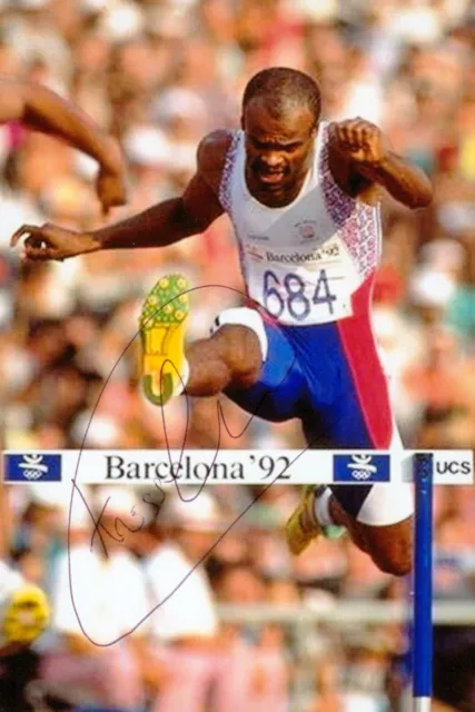 Kriss Akabusi Signed 6x4 Photo Olympic Track & Field Genuine Autograph + COA