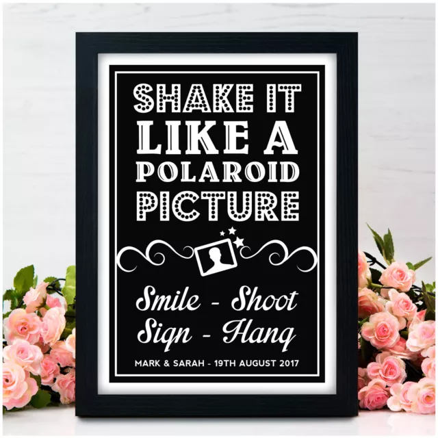 Polaroid Camera Guest Book Wedding Sign Photo Booth Sign - Purple Floral -  A4