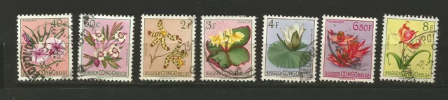 Congo Belge 1952 fleur 7 timbres oblitérés /TR2259