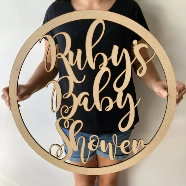 Personalised Wooden Name Hoop Wreath - LARGE - Hula Hoop Name Sign - Script