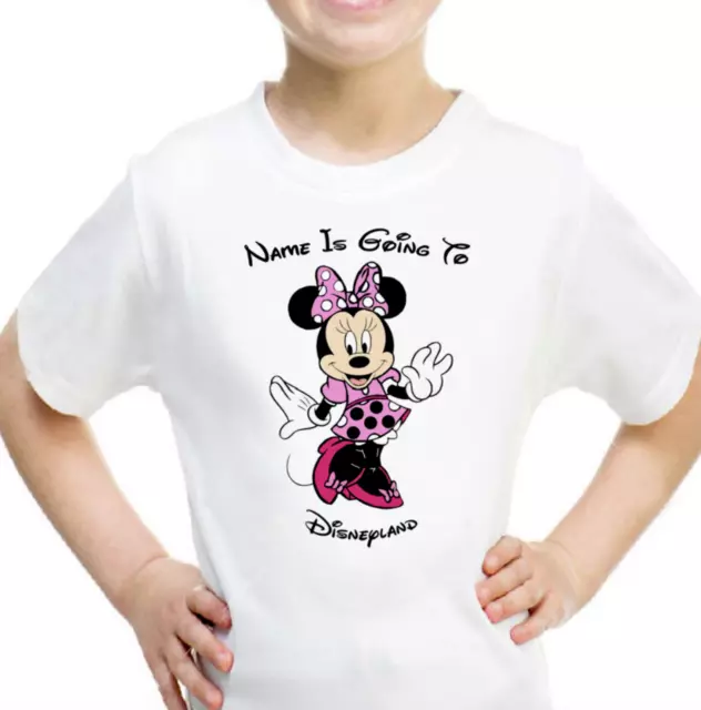 Personalised Pink Minnie Mouse Kids T-shirt YOUR NAME IS GOING TO DISNEYLAND