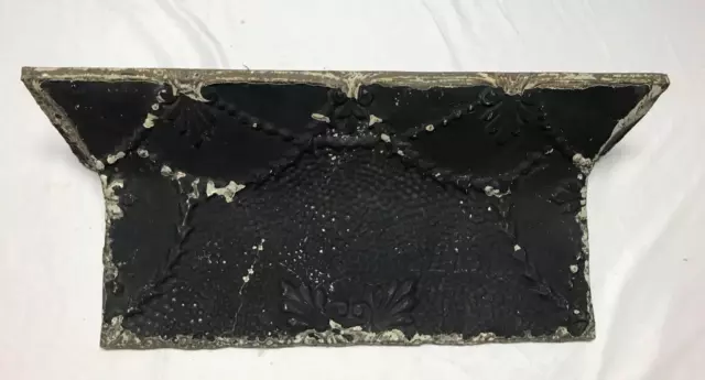 Architectural 2' Foot Destressed Black Reclaimed Tin Mantle Shelf Old 1883-23B