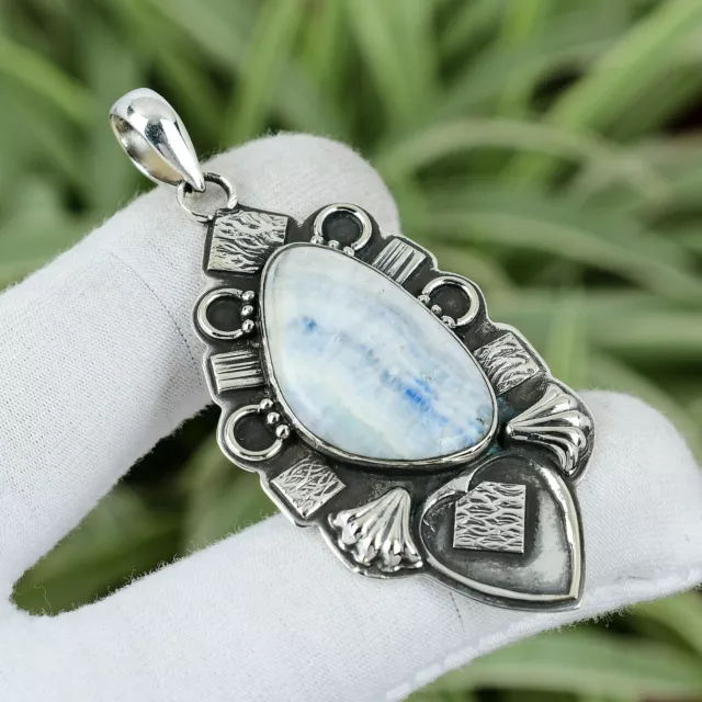 Natural Blue Scheelite Gemstone Jewelry 925 Sterling Silver Pendant For Women
