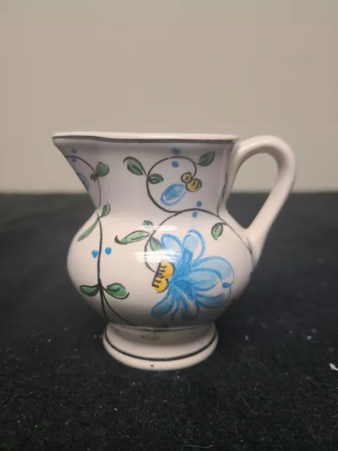 Vintage Floral Mini Ceramic Pitcher Creamer Pottery Made In Portugal