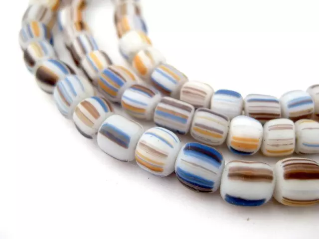 Pastel Stripe Java Gooseberry Beads 5mm Indonesia Multicolor Round Glass