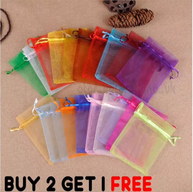 100 Organza Gift Bags Party Wedding Xmas Jewellery Candy Craft Packaging Pouches