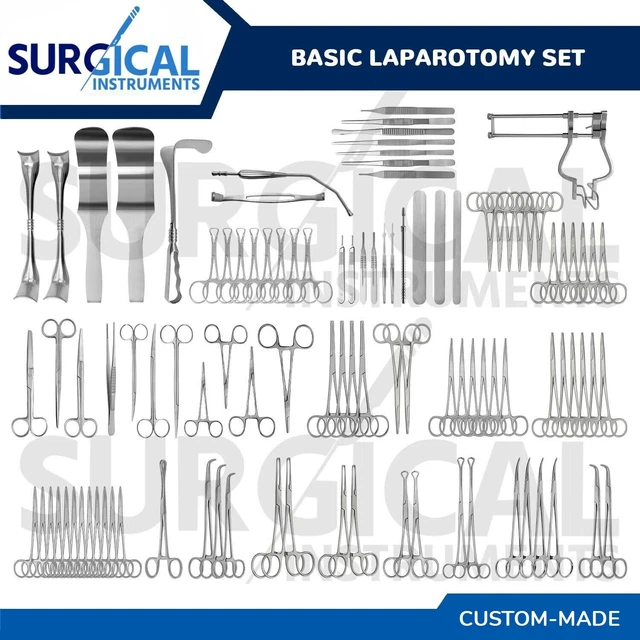 3 CUSTOM MADE Basic Laparotomy Instruments Sets Stainless Steel German ...