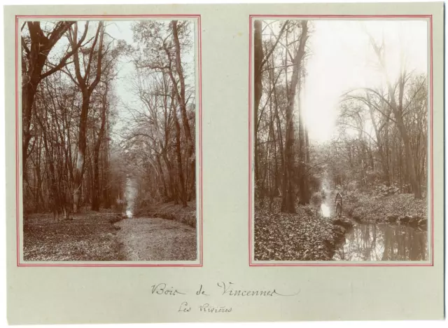 France, Paris, le bois de Vincennes, la rivière  vintage silver printEnsemble