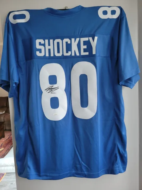 Jeremy Shockey Autographed / Signed Giants Pro Blue Stitched Football Jersey