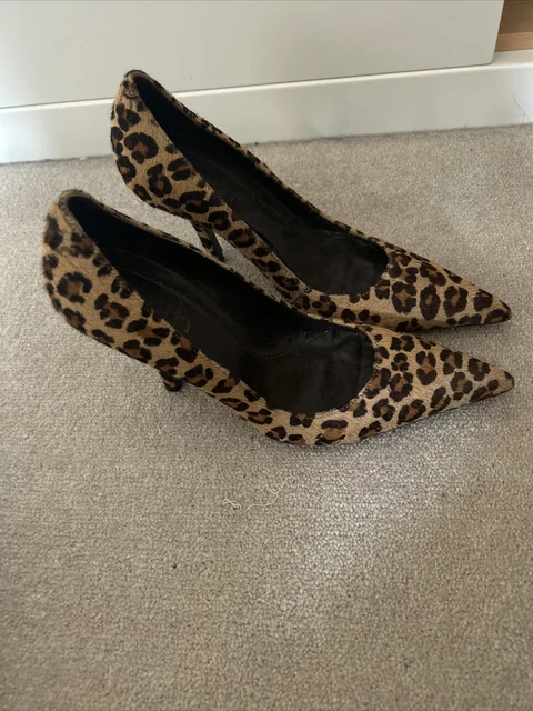 FAITH LEOPARD PRINT Ponyhair Leather High Heel Strappy Court Shoes