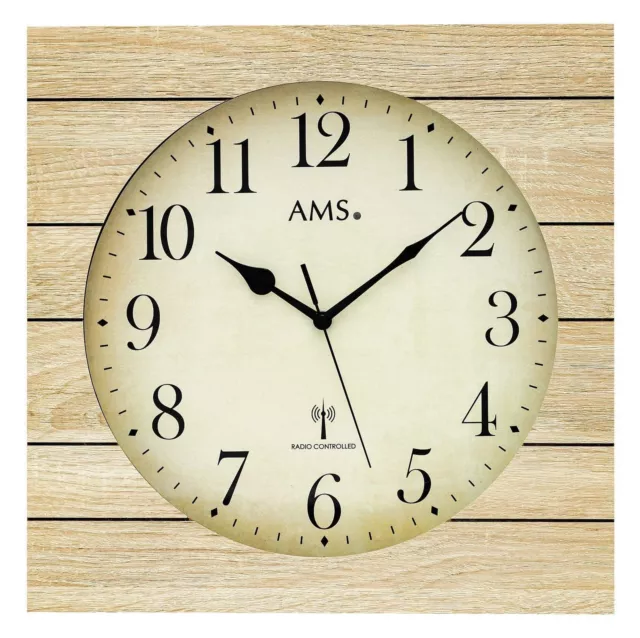 AMS -sonoma 34cm- 5551 Moderno Reloj de Pared Con Funkwerk, Radio , Pilas