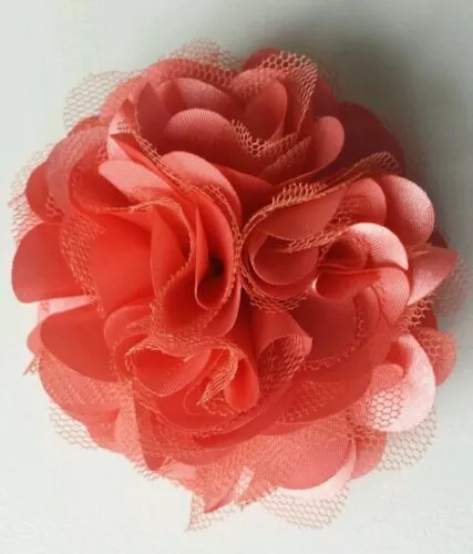 Girls, Womens 3" Satin & Net, Full Flower Hair Clip, Corsage - Wedding, Funeral