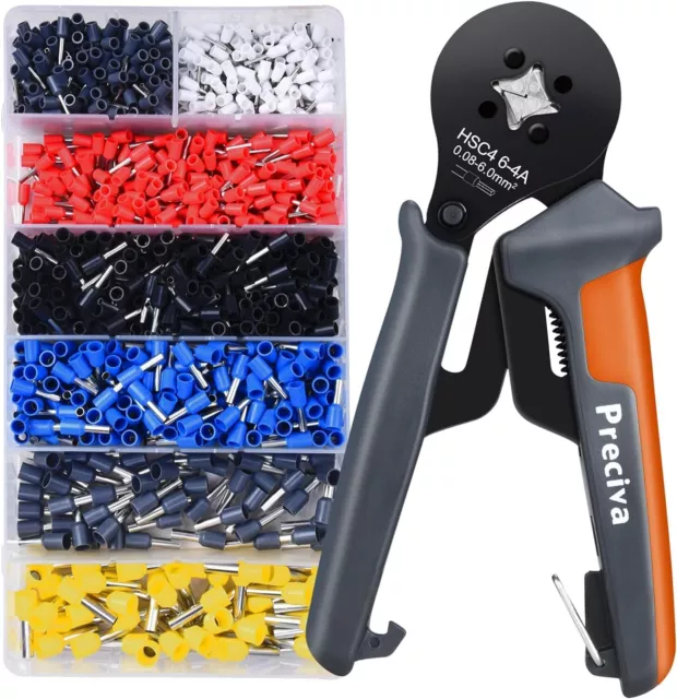 Preciva Ferrule Crimper Plier Kit, AWG28-10/0.08-6mm² Ferrule Crimping Tool Kit,