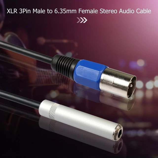 Zinc Alloy Plated Connectors 0.3m XLR 3Pin Male to 6.35mm Female Stereo Audio Ad