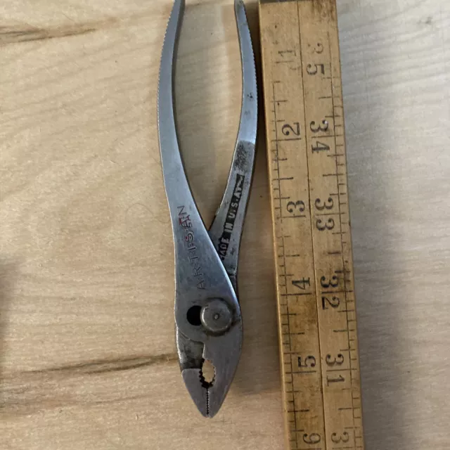 Vintage ARTISAN TOOLS Thin Nose Slip Joint Pliers 5-1/2" Long Made in USA Tool