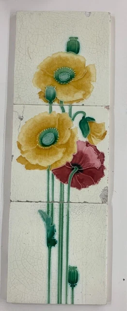 Tiles 3 Pcs Set England Rare Antique Vintage Majolica Collectible 1900S