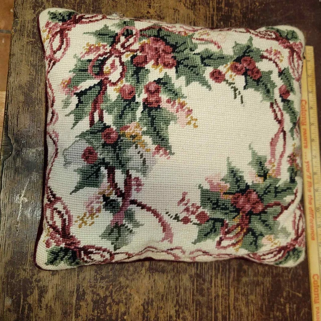 "Almohada de colección Needlepoint Holiday Accent con cremallera posterior terciopelo extraíble 12"" x 12"